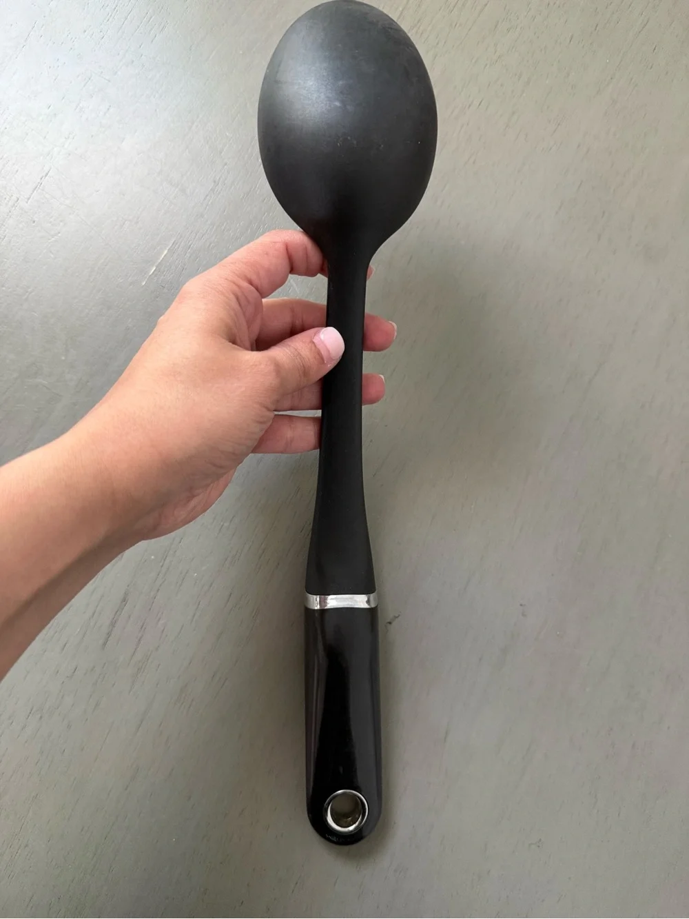 KitchenAid Black Nylon Cooking Spoon with Silver Accent